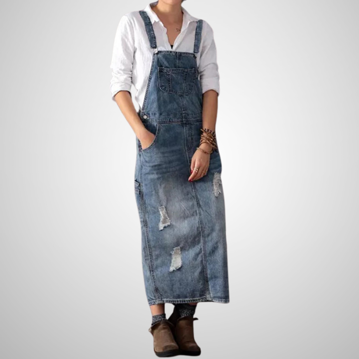 Aurore - Salopette en jean vintage avec poches