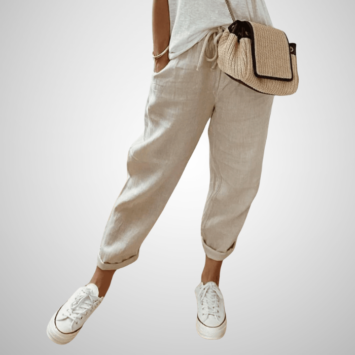 Zoé|Pantalon élégant en coton et lin