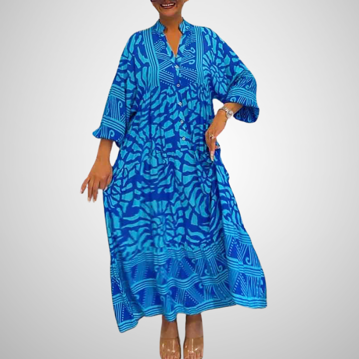 Elka™ - Robe ample imprimée à col en V pour femmes