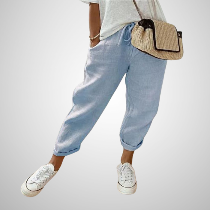 Zoé|Pantalon élégant en coton et lin