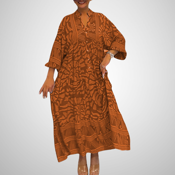 Elka™ - Robe ample imprimée à col en V pour femmes