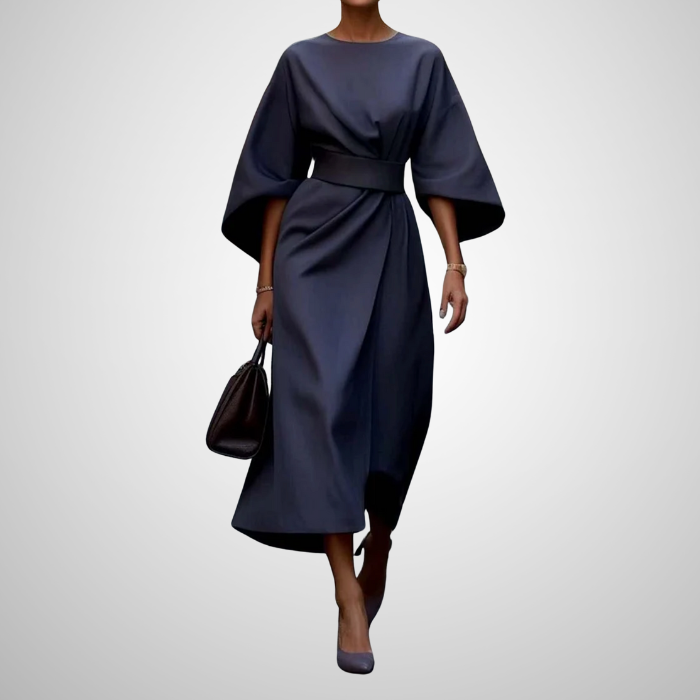 Sonia - Robe élégante avec manches lanterne et ceinture