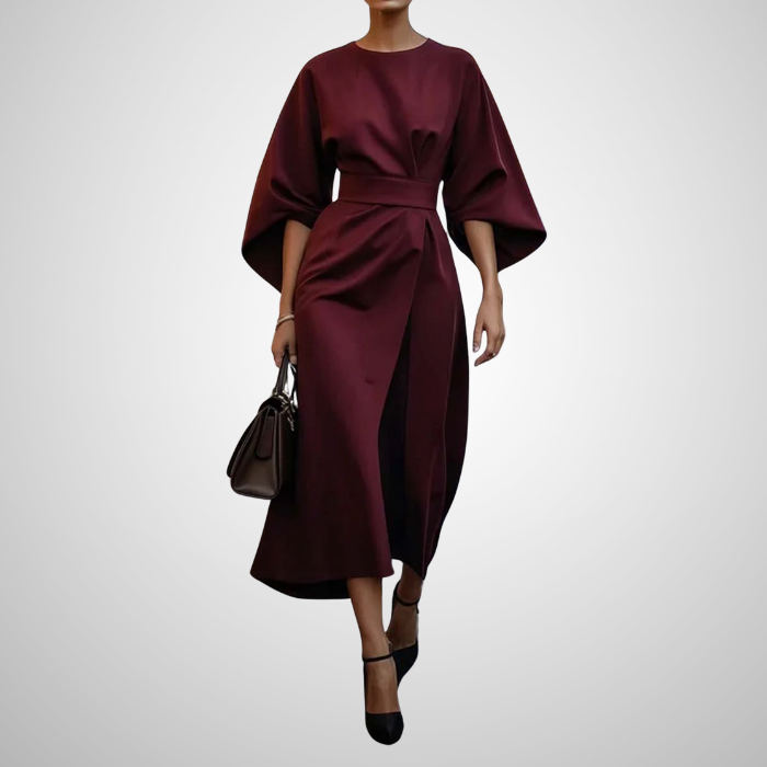 Sonia - Robe élégante avec manches lanterne et ceinture