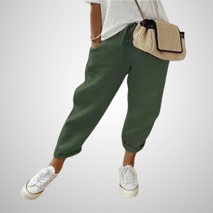Zoé|Pantalon élégant en coton et lin