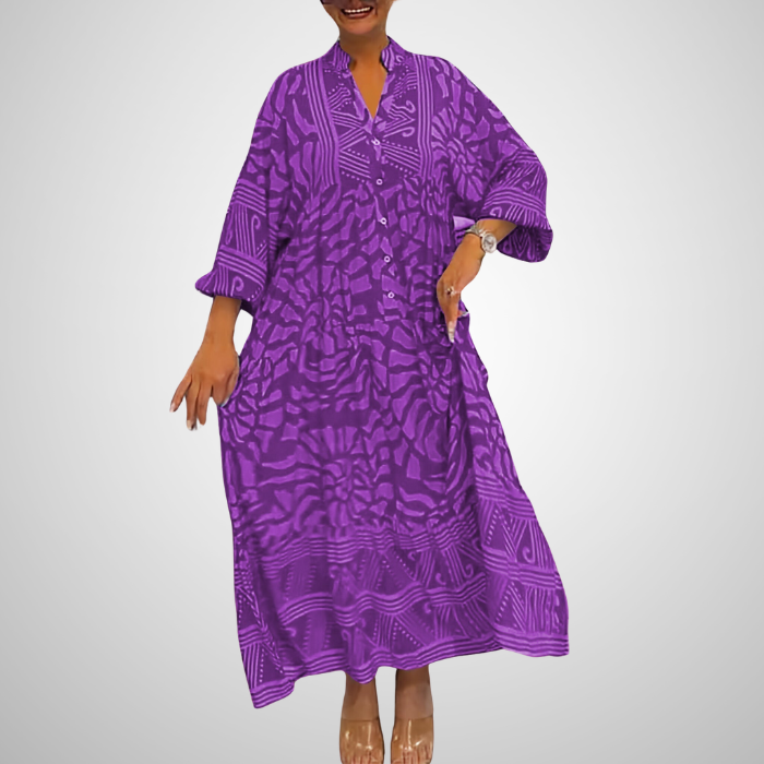 Elka™ - Robe ample imprimée à col en V pour femmes