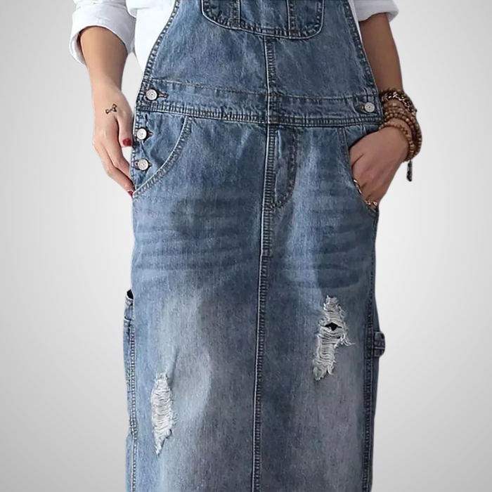Aurore - Salopette en jean vintage avec poches