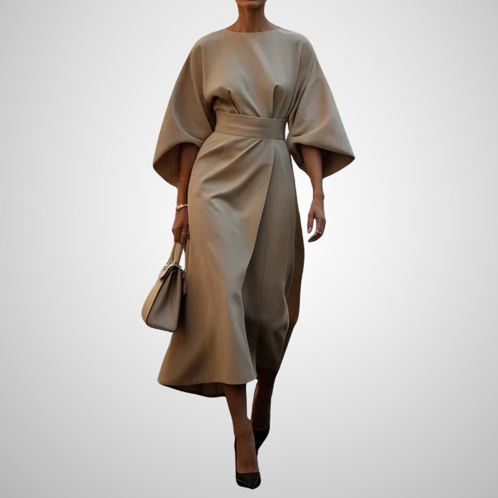 Sonia - Robe élégante avec manches lanterne et ceinture