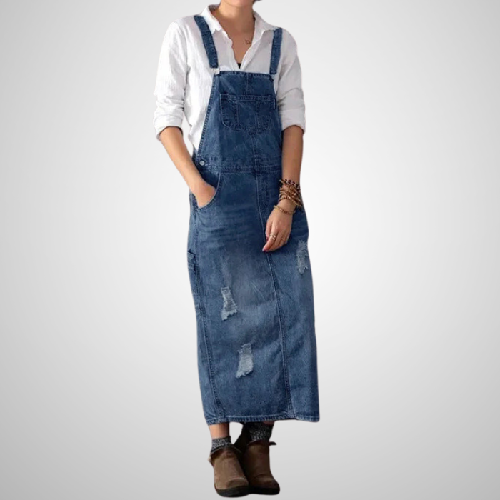Aurore - Salopette en jean vintage avec poches