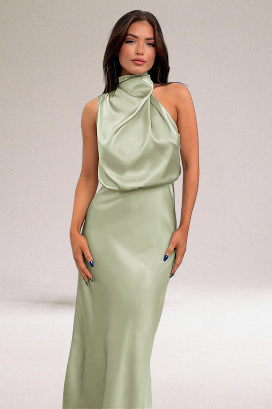 Élodie™ | Robe glamour en satin avec licou.