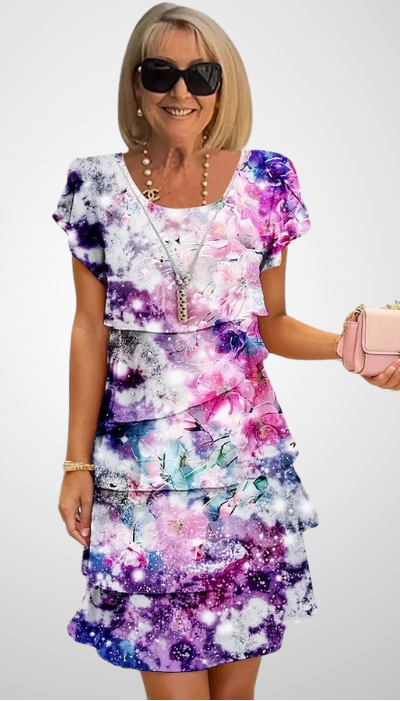 Gilla – Robe à fleurs en cascade Multi Plante