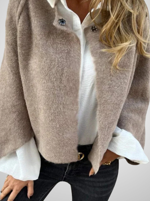 Pauline | Cardigan Court en Cachemire Femme, Coupe Ample, Ouverture Frontale