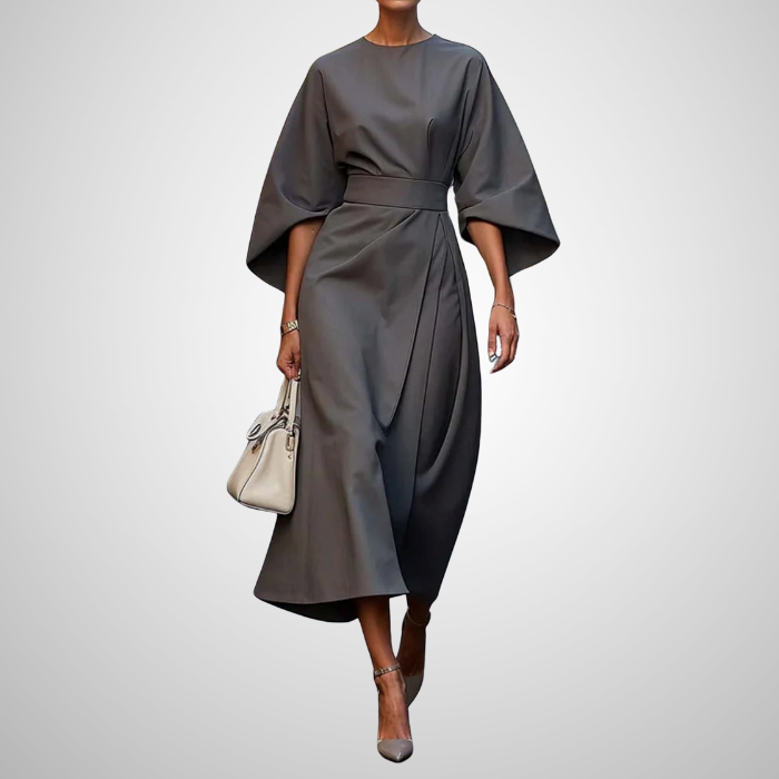 Sonia - Robe élégante avec manches lanterne et ceinture