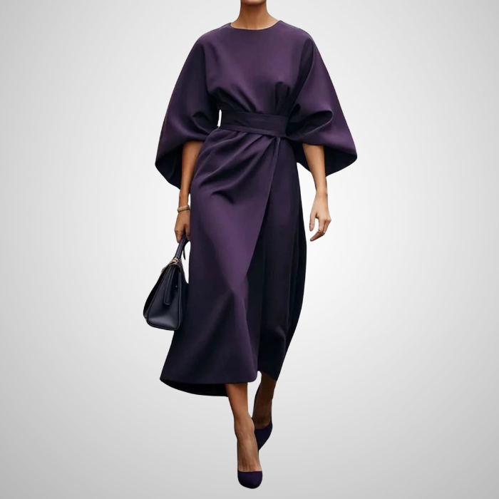 Sonia - Robe élégante avec manches lanterne et ceinture