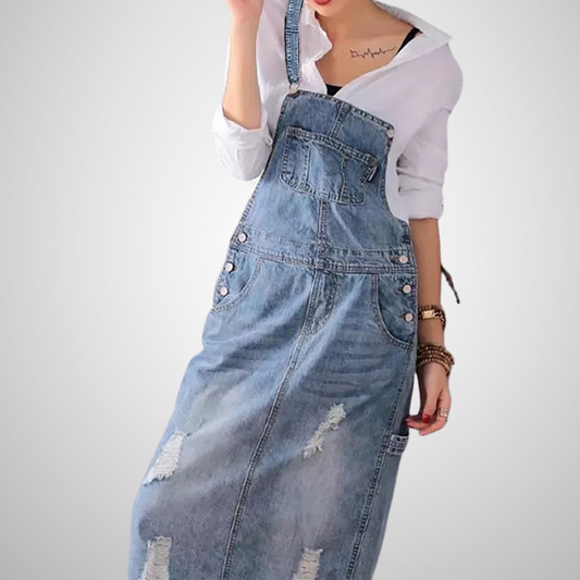Aurore - Salopette en jean vintage avec poches