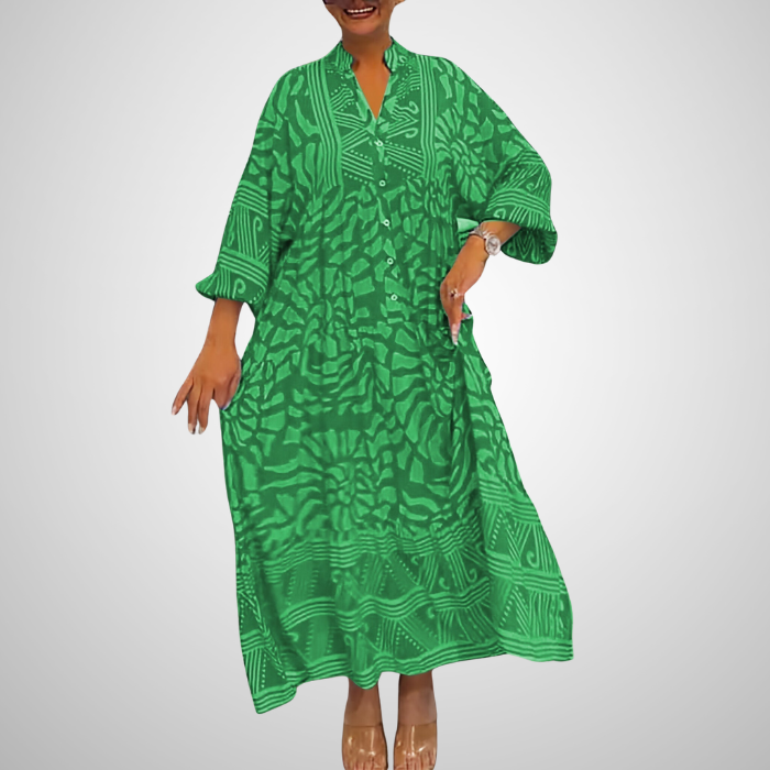 Elka™ - Robe ample imprimée à col en V pour femmes