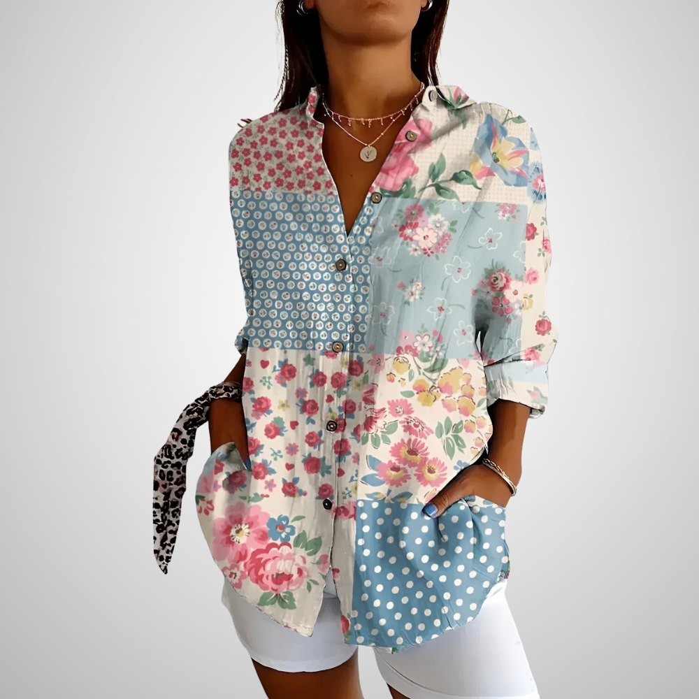 Viviana | Blouse en Coton Florale Wave